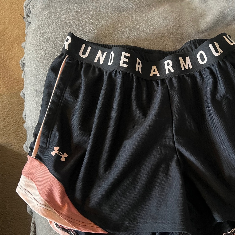 Under armour black and pink athletic shorts